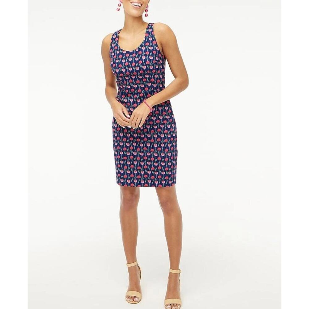 🧺 5 for $25 Sale NWT J. Crew Floral Sheath Dress Size 0 Navy Sleeveless Mini